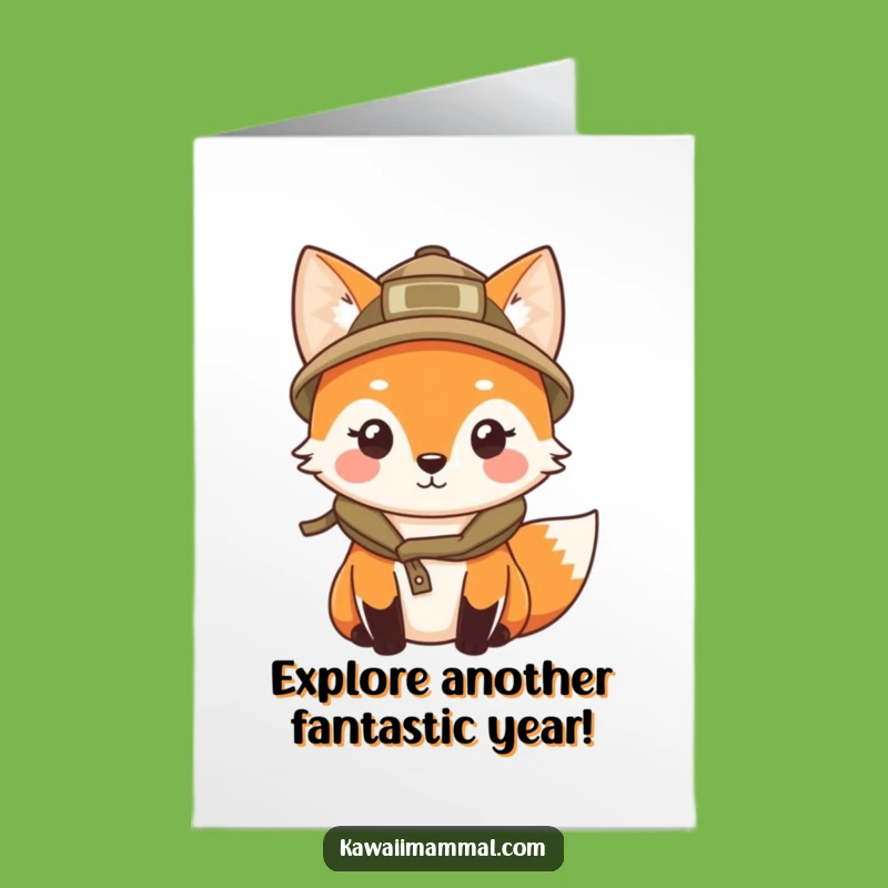 Free Printable Birthday Card: Explorer Fox for an Adventurous Downloadable Wish