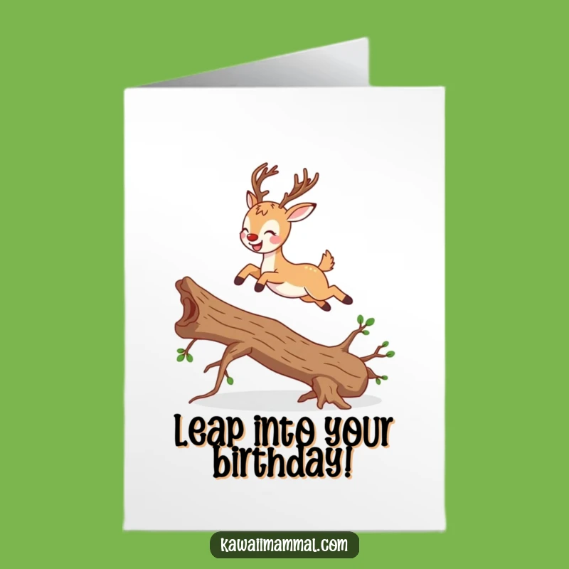 Free Printable Birthday Card: Joyful Deer Leap - Downloadable Fun Gift!