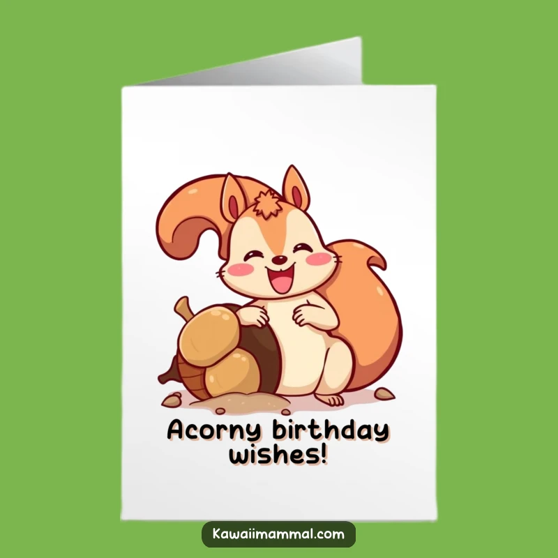 Free Printable Birthday Card: Squirrel's Giant Acorn Treasure - Funny Downloadable Gift