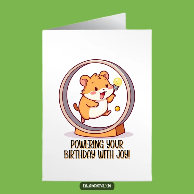 Free Printable Hamster Birthday Card: Funny Energy & Light Bulb Downloadable Gift