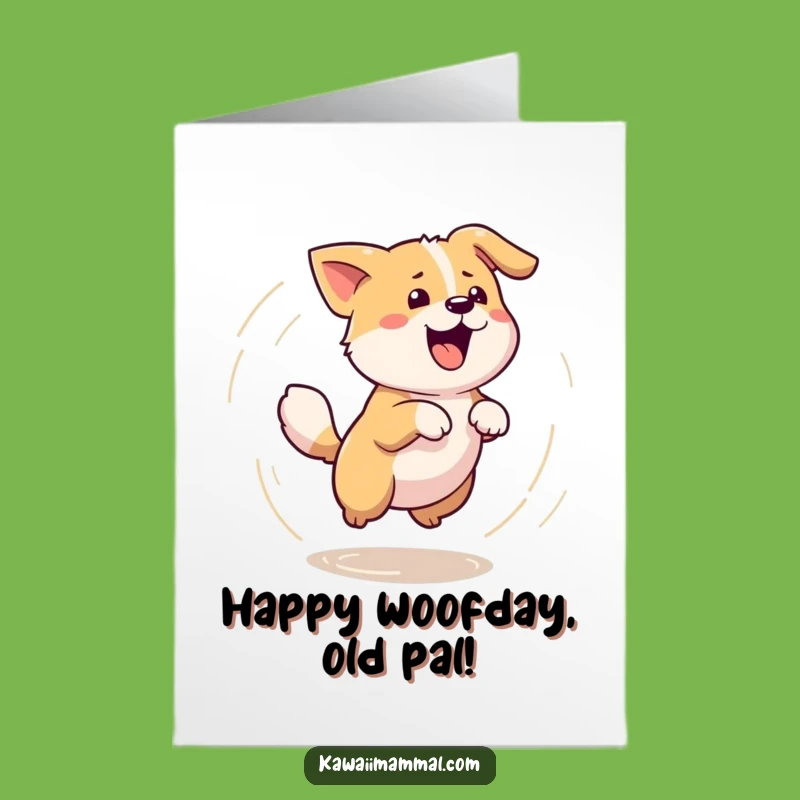 Free Printable Birthday Card: Dizzy Dog Chasing Tail Funny Downloadable