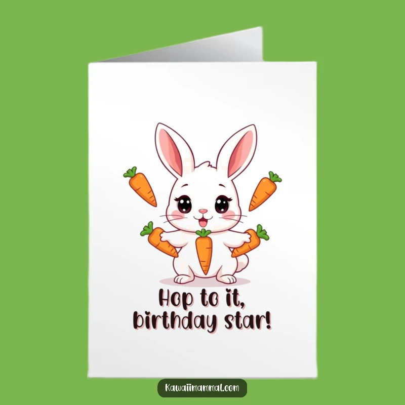 Free Printable Birthday Card: Juggling Rabbit Funny Downloadable Gift