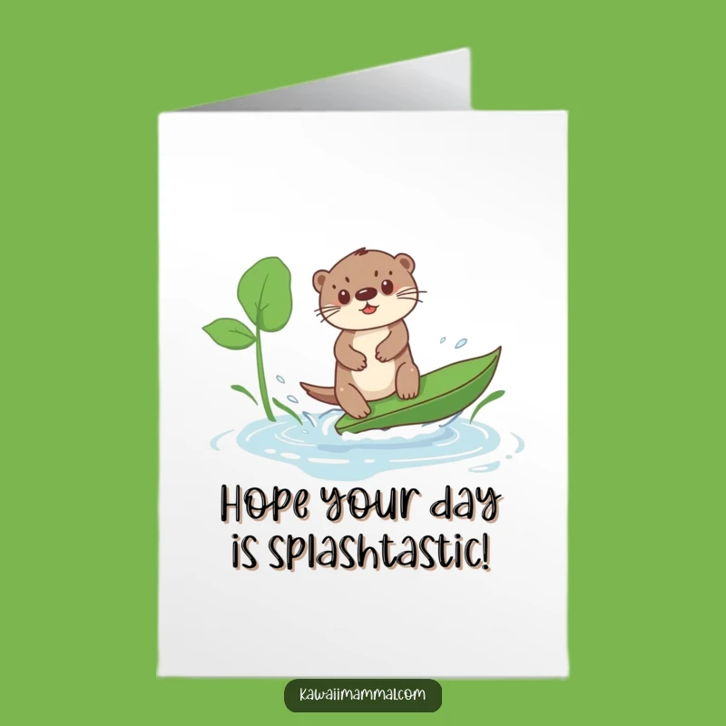 Free Printable Kawaii Otter Birthday Card - Funny Surfing Fun Downloadable Gift