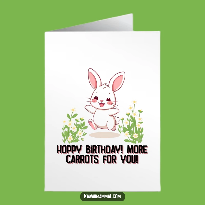 Free Printable Birthday Card: Cute Bunny Hop Funny Downloadable Gift for Animal Lovers