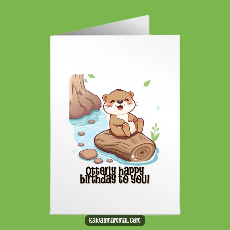 Free Printable Otter Birthday Card: Joyful Log Slide Fun, Humorous Downloadable Gift