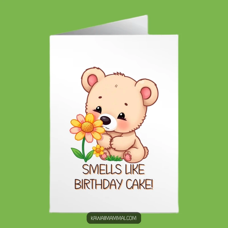Free Printable Bear Cub Birthday Card: Curious Sniffer, Funny Downloadable DIY Gift