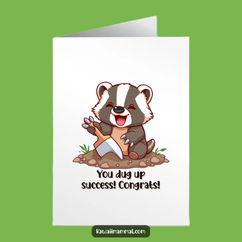 Free Printable Congrats Card: Delighted Badger Digging, Funny Animal, Downloadable Gift