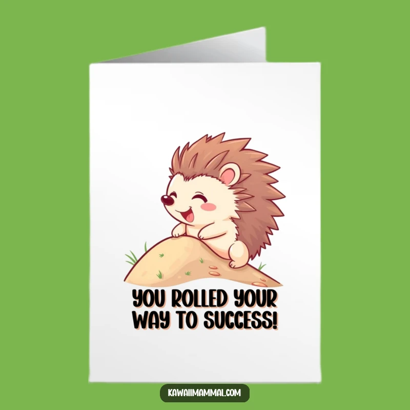 Free Printable Congrats Card: Hilarious Hedgehog Rolling Downhill Downloadable Gift