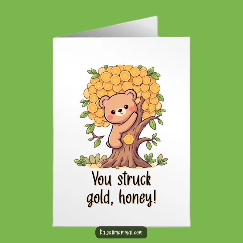 Free Printable Congrats Card: Honeycomb Bear Climbing Funny Downloadable