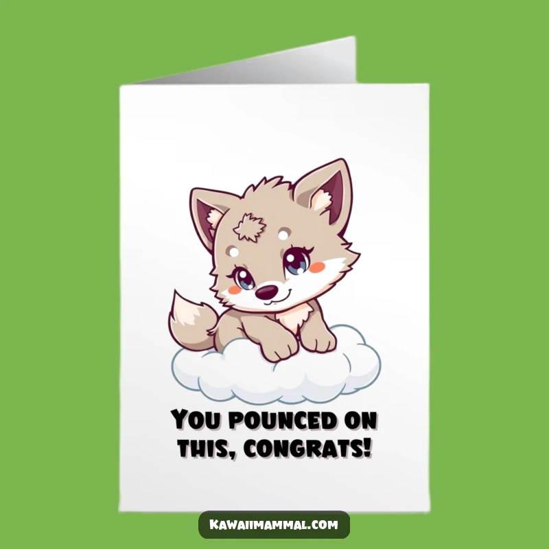 Free Printable Congrats Card: Wolf Cub Cloud Pounce Downloadable Humorous Gift