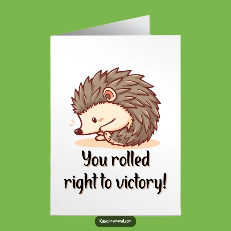 Free Printable Kawaii Hedgehog Congratulations Card - Funny Rolling Success Downloadable