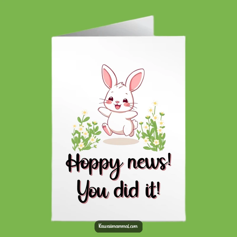 Free Printable Congrats Card: Bunny Pouncing Joyfully Funny Downloadable Gift for Any Occasion