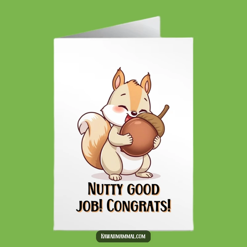 Free Printable Congrats Card: Giggling Squirrel, Giant Acorn, Funny Animal, Downloadable Gift