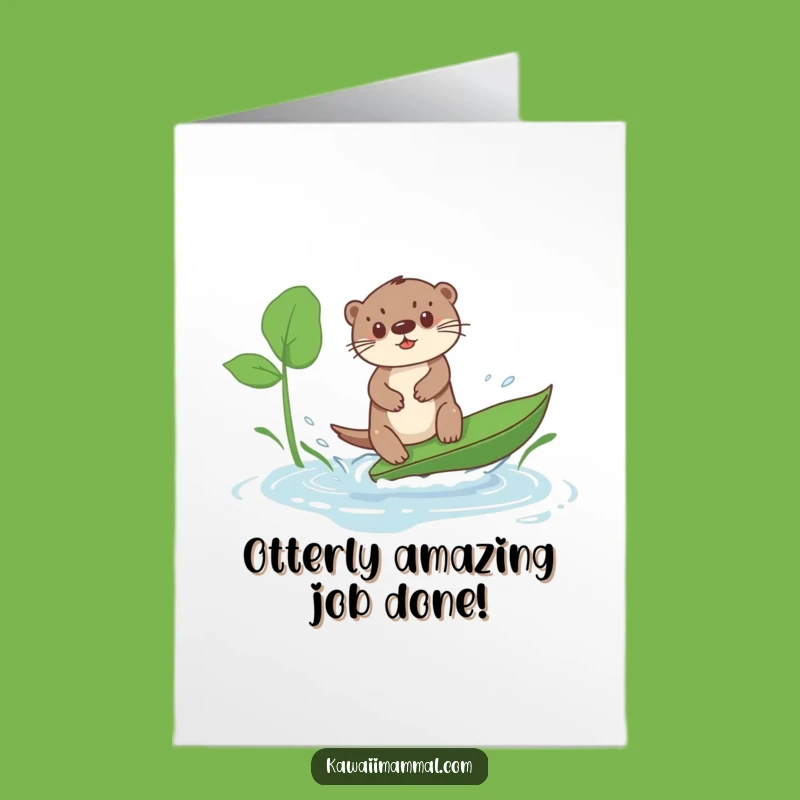 Free Printable Kawaii Otter Congratulations Card - Funny Puddle Surfer Downloadable