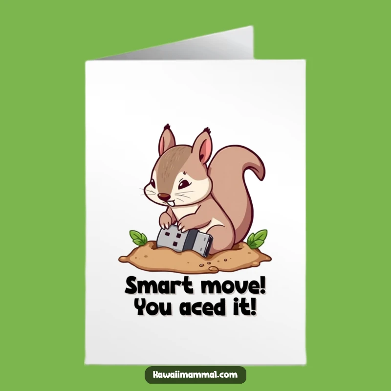 Free Printable Squirrel Tech Congrats Card: Funny USB Nut Downloadable Gift