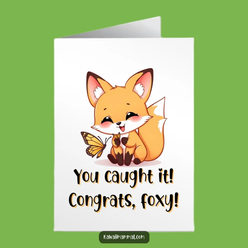 Free Printable Congrats Card: Fox Pounce Funny Downloadable Gift for Celebrating Success