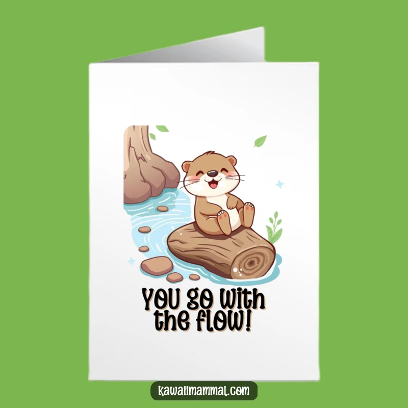 Free Printable Otter Congrats Card: Sliding to Success, Playful Celebration, Funny Downloadable Gift