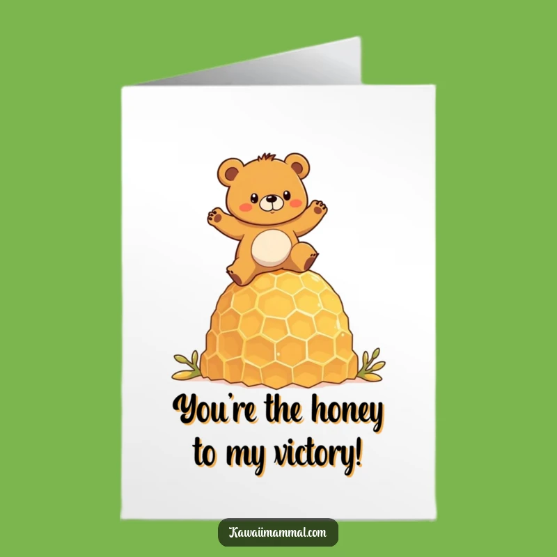 Free Printable Congrats Card: Bear's Honeycomb Balance - Funny Downloadable Achievement Greeting