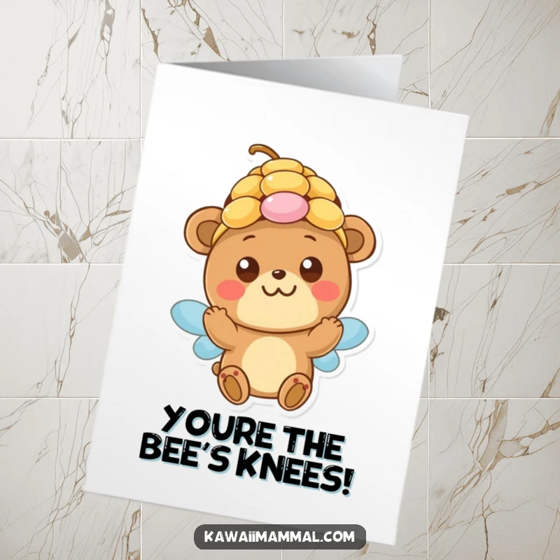Funny Free Printable Congrats Card: Goofy bear attempts to wear a beehive, a truly silly sight. Hilarious download.