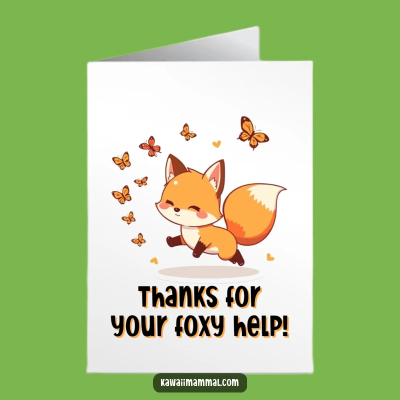 Free Printable Funny Fox Butterfly Thank You Card: Playful DIY Downloadable Gift