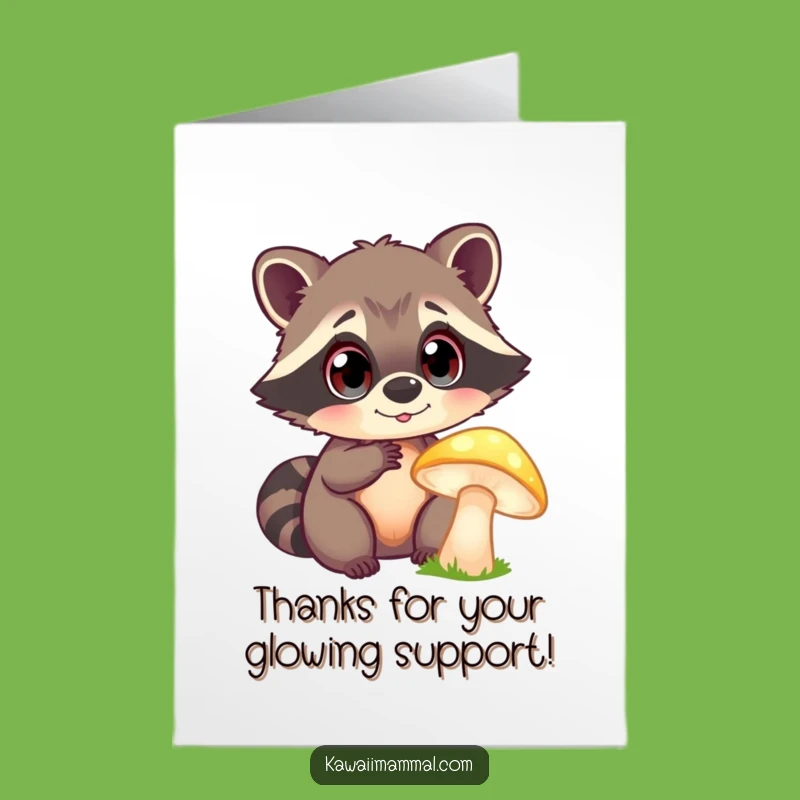 Free Printable Funny Raccoon Mushroom Thank You Card: Enchanting DIY Downloadable Gift