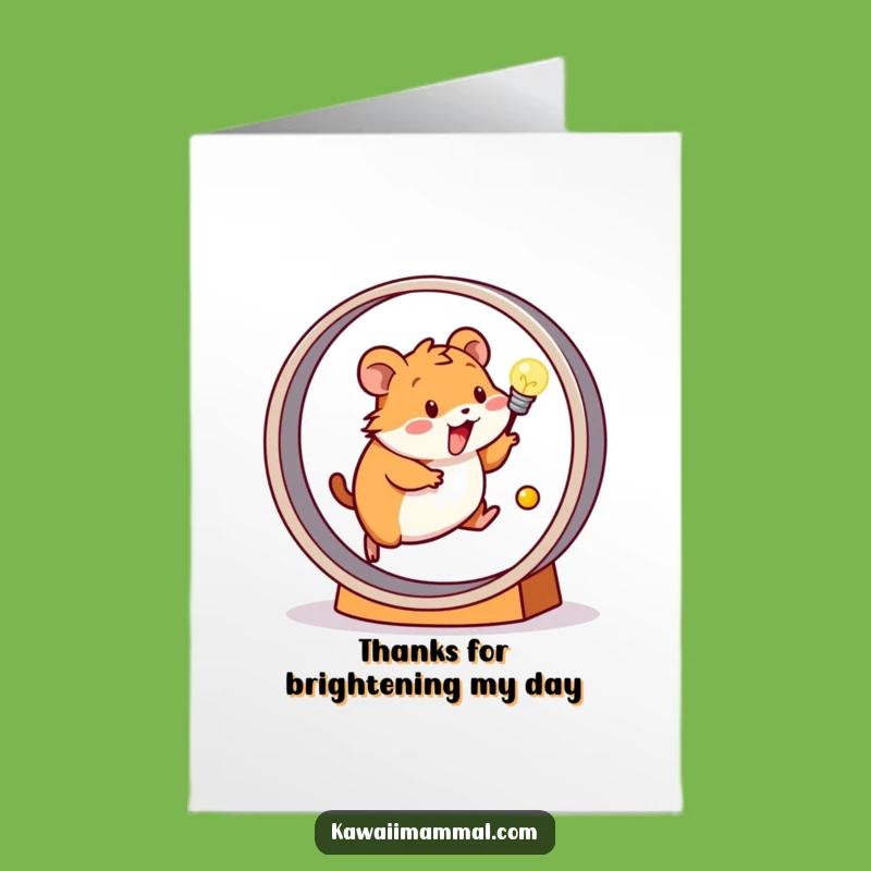 Free Printable Hamster Thank You Card: Funny Energy & Light Bulb Downloadable Gift