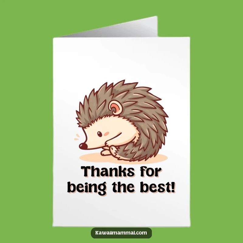 Free Printable Kawaii Hedgehog Thank You Card - Funny Rolling Thanks Downloadable