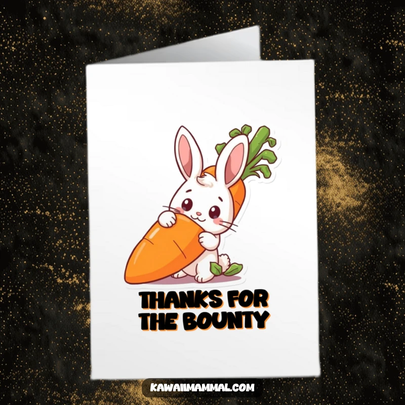 Funny Free Printable Thank You Card: Curious Rabbit Peeking Behind Giant Carrot, Expressing Heartfelt Thanks.