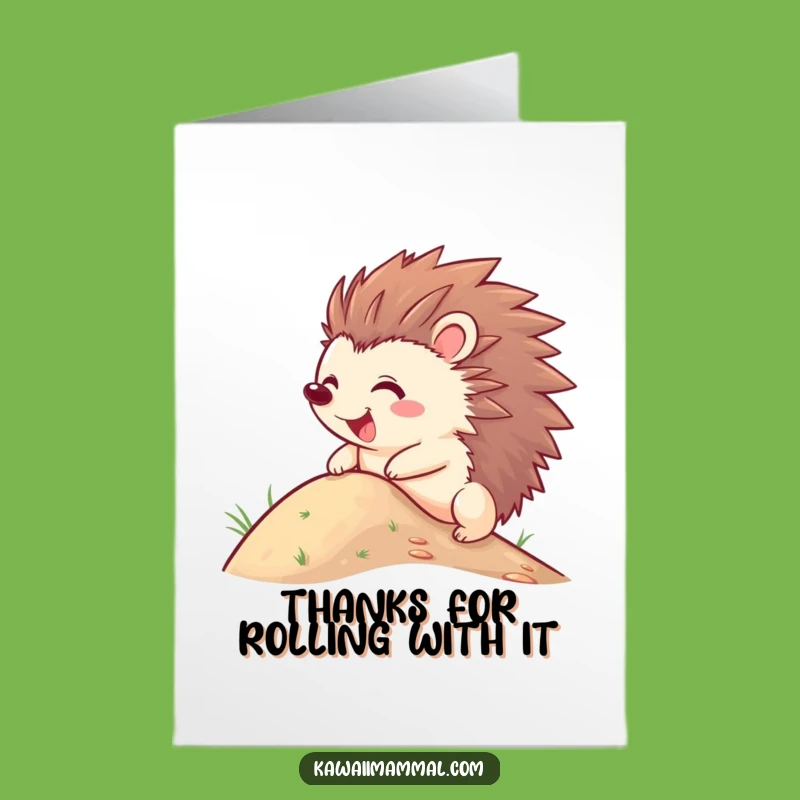 Free Printable Thank You Card: Rolling Hedgehog Humor Downloadable Gift