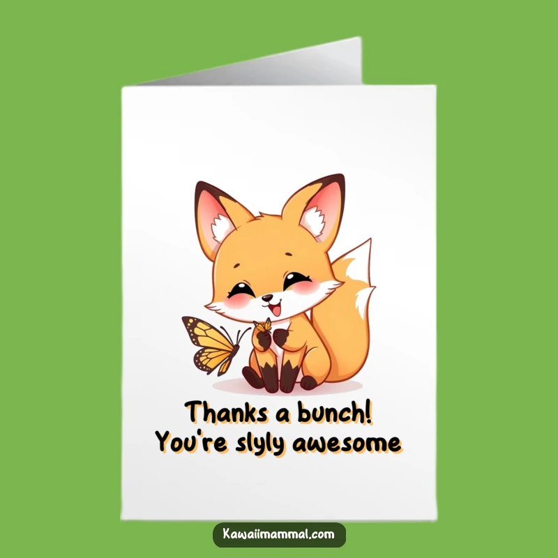 Free Printable Thank You Card: Playful Fox Pounce Funny Downloadable Gift for Gratitude