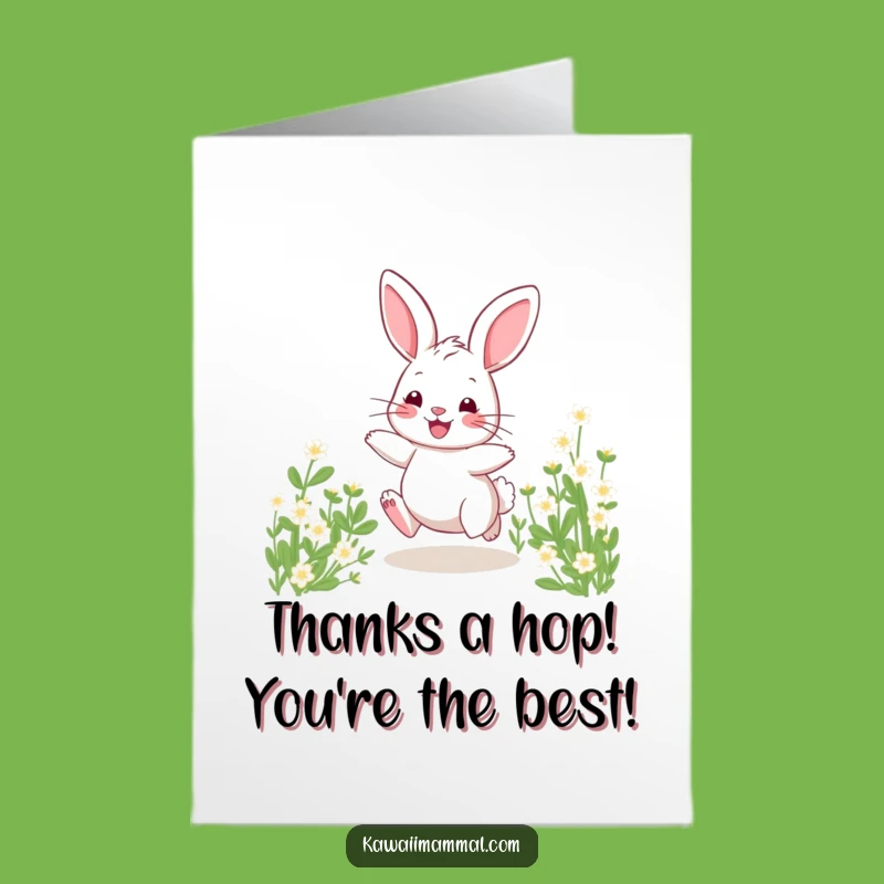 Free Printable Thank You Card: Adorable Bunny Hopping Funny Downloadable Gift for Gratitude