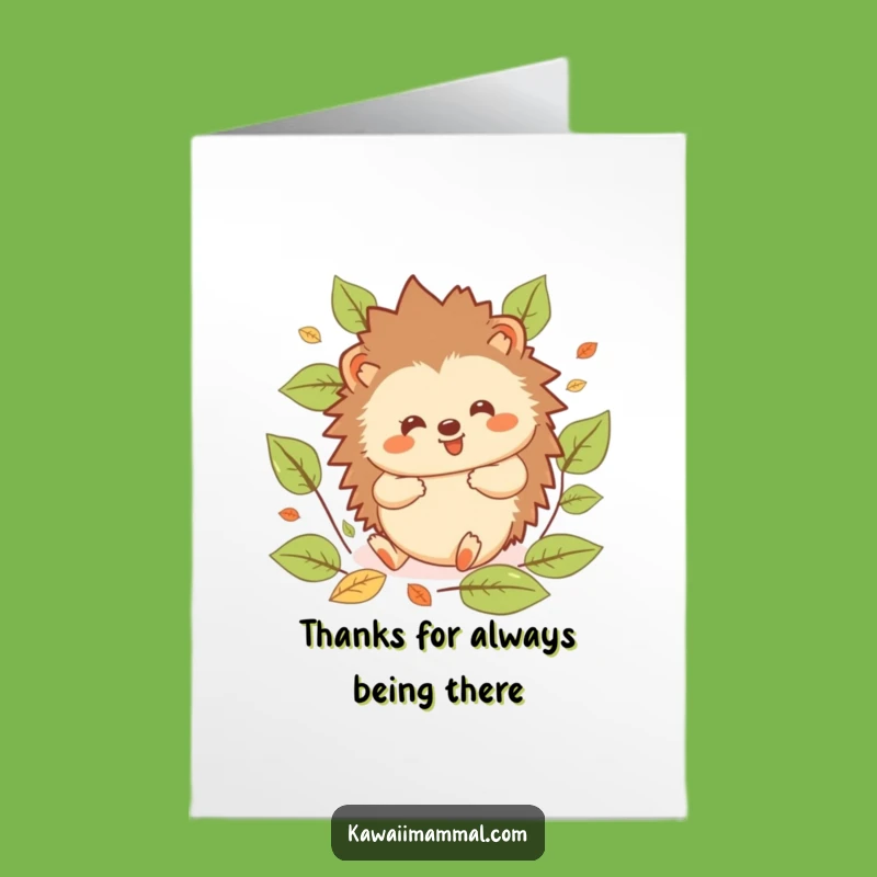 Free Printable Thank You Card: Rolling Hedgehog Kawaii Downloadable Gift of Gratitude