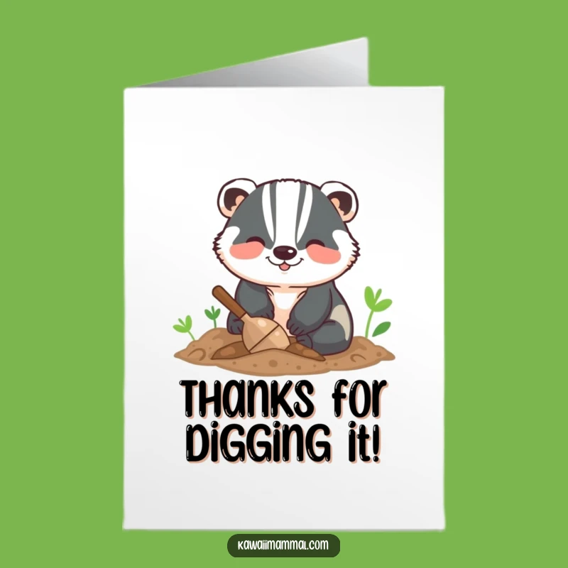 Free Printable Badger Thank You Card: Funny Digging Badger, Downloadable DIY Gift