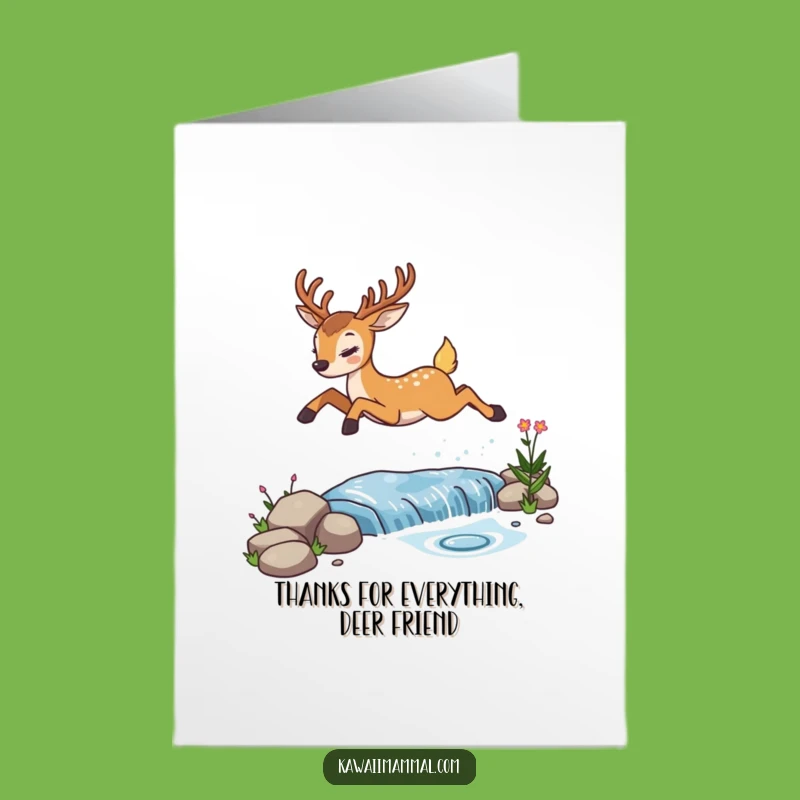 Free Printable Thank You Card: Deer Leaping, Humorous Downloadable Appreciation
