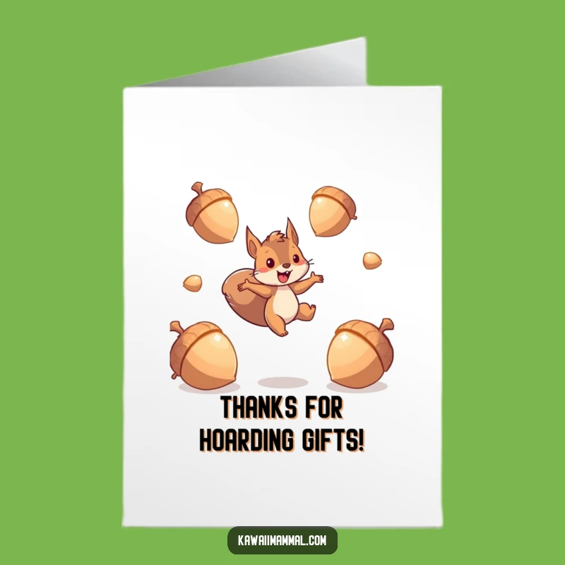 Free Printable Thank You Card: Funny Squirrel Acorns, Humorous Downloadable Gift