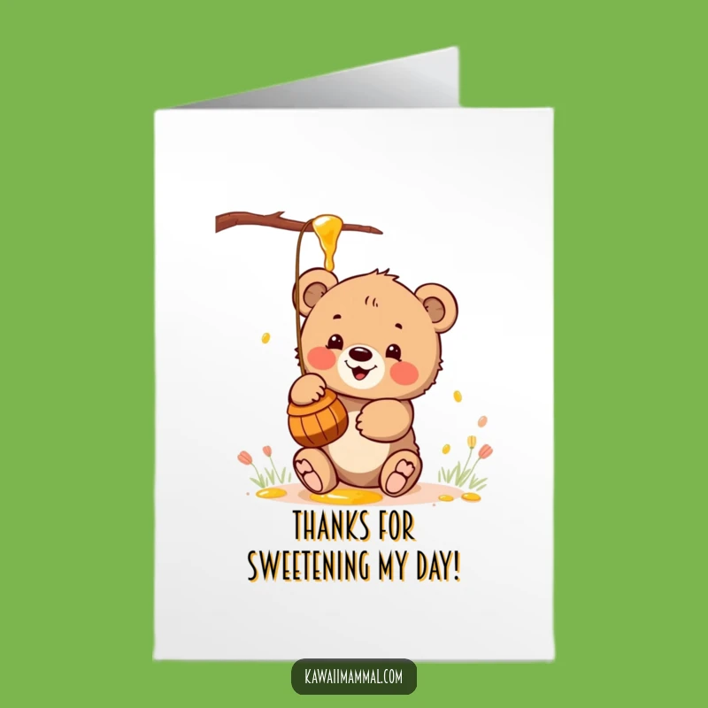 Free Printable Thank You Card: Bear Cub & Honey for a Sweet Downloadable Note