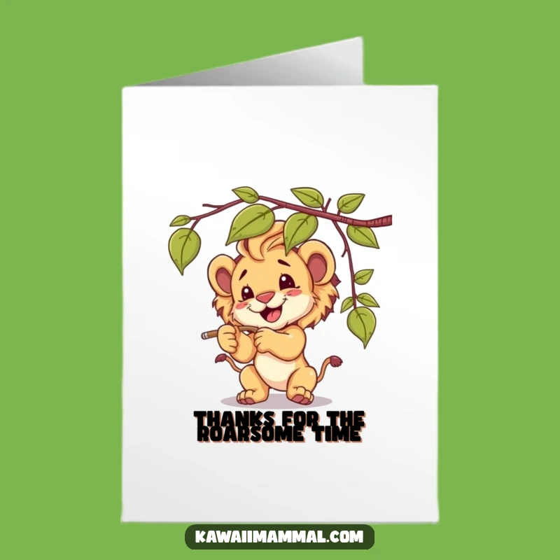 Free Printable Thank You Card: Lion Cub's Thanks, Humorous Downloadable Gratitude
