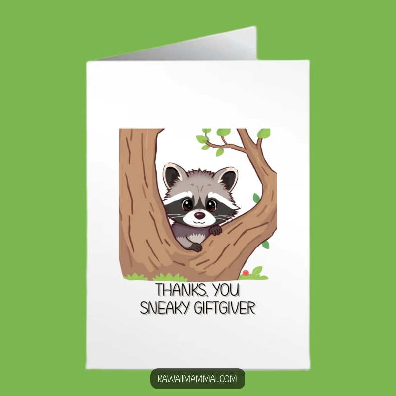 Free Printable Funny Thank You Card: Raccoon Peek Thanks Downloadable