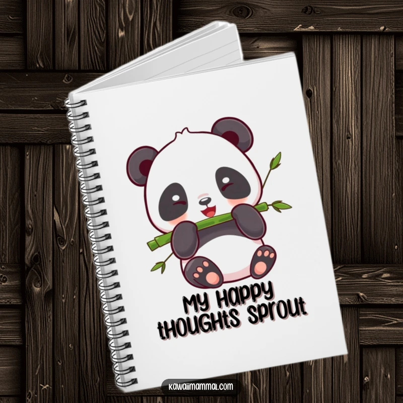 Funny Panda Notebook: Cute kawaii panda happily munching bamboo, perfect for journaling happy thoughts.