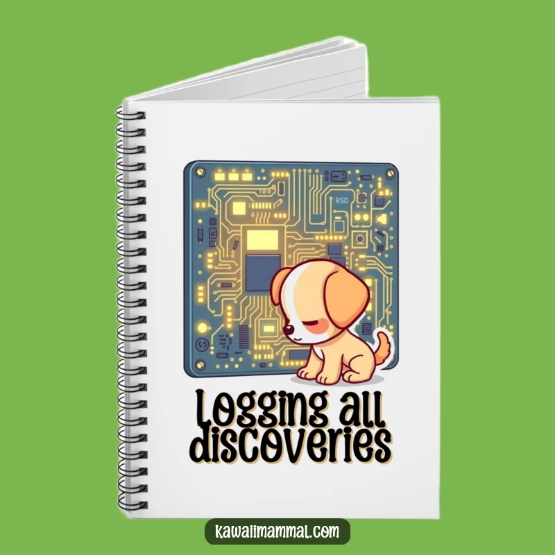 Funny Puppy Notebook: Curious Pup & Glowing Circuit Board - Journal Gift for Nerds