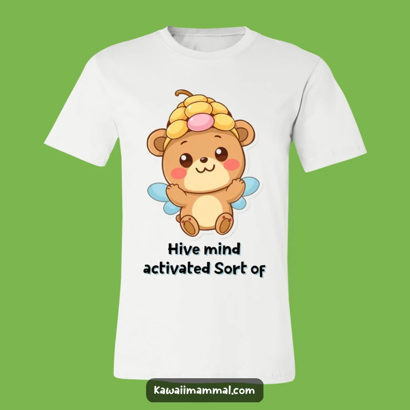 Funny Bear Beehive T-Shirt: Innocent Bear Hilariously Tries On A Beehive, Great Funny Gift