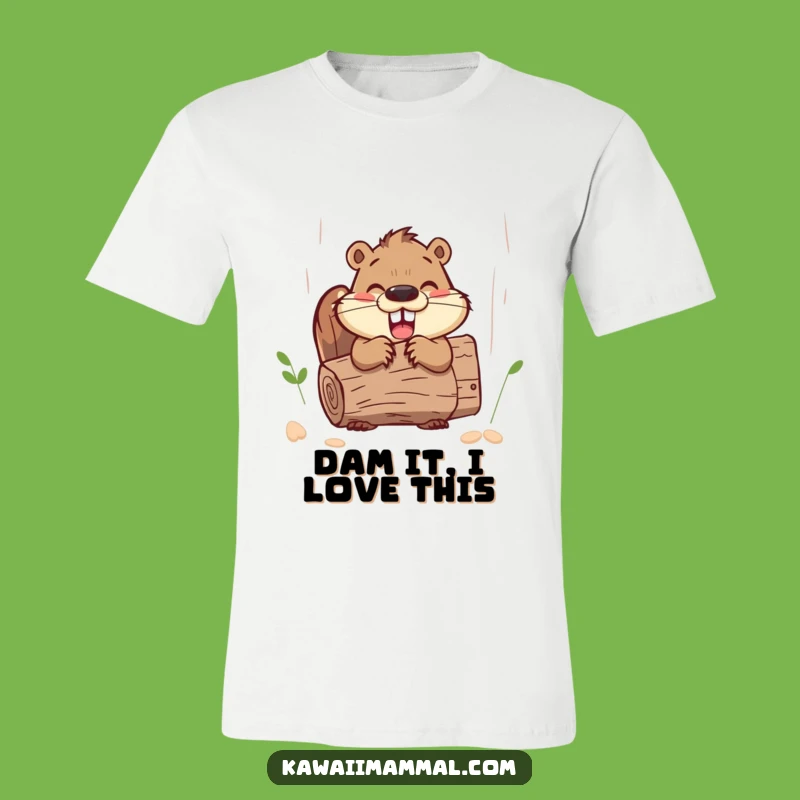 Funny Beaver Gnawing T-Shirt: Enthusiastic Woodland Humor for Your Wardrobe