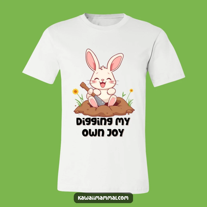 Funny Bunny T-Shirt: Enthusiastic Digging Character Graphic Tee for Playful Style