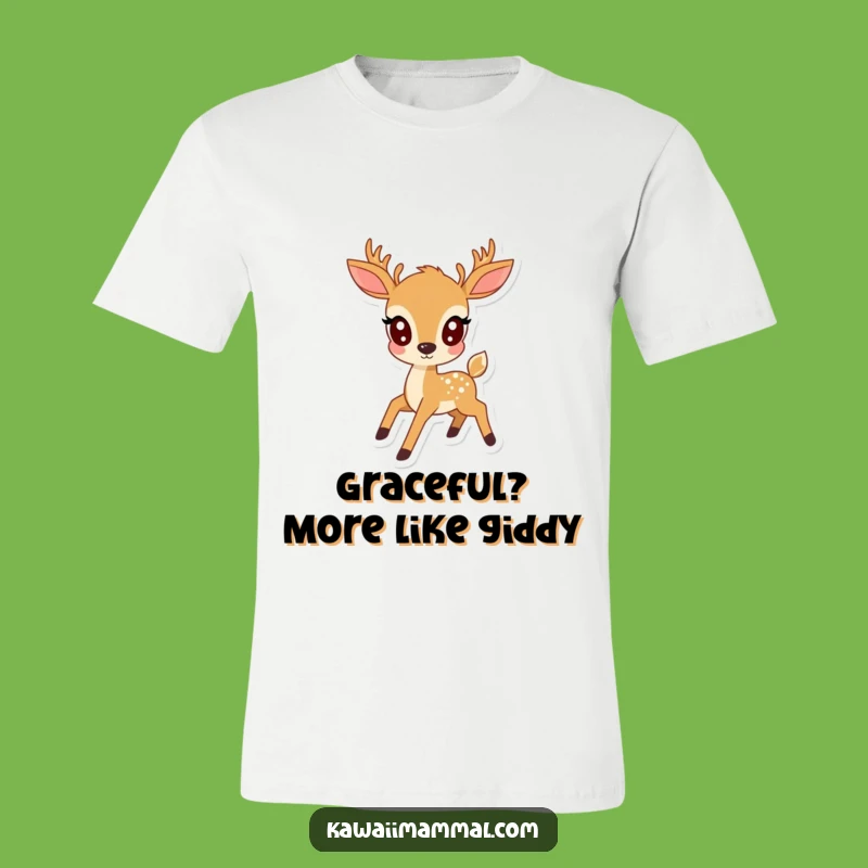 Funny Kawaii Deer Prancing T-Shirt: Cute & Playful Woodland Character Tee