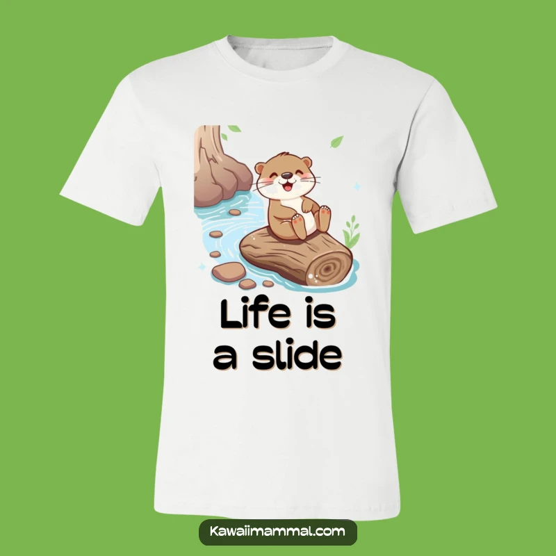 Funny Otter Sliding T-Shirt - Joyful River Log Adventure, Playful Water Funny Gift