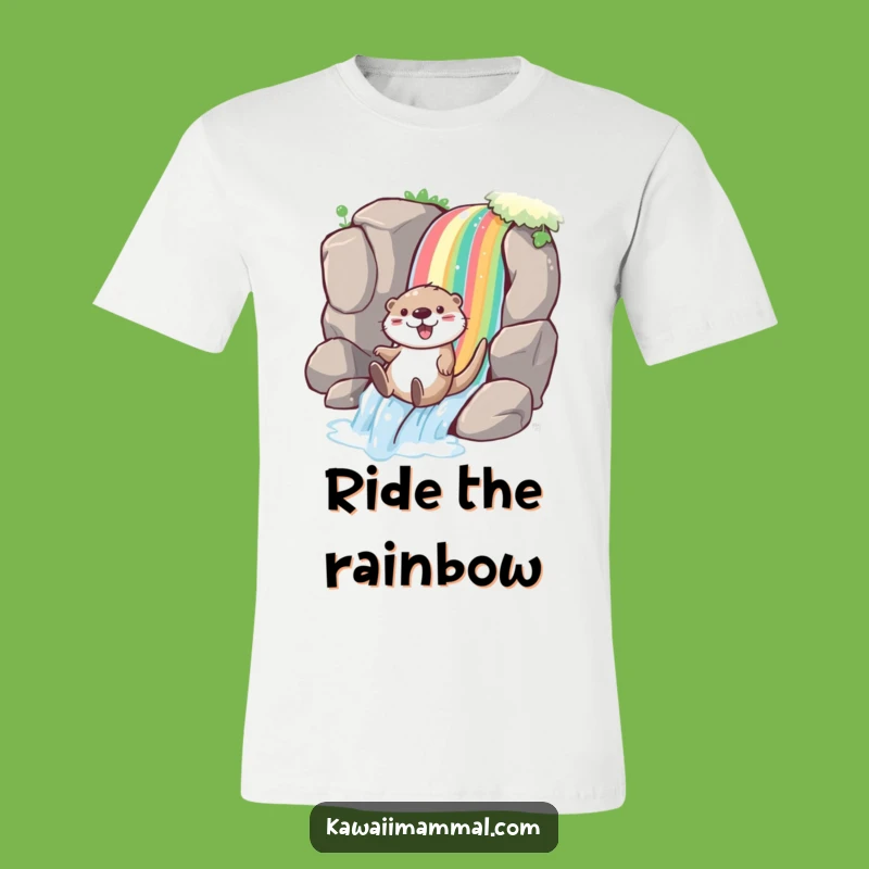 Funny Otter Rainbow T-Shirt: Joyful Slide Adventure Tee