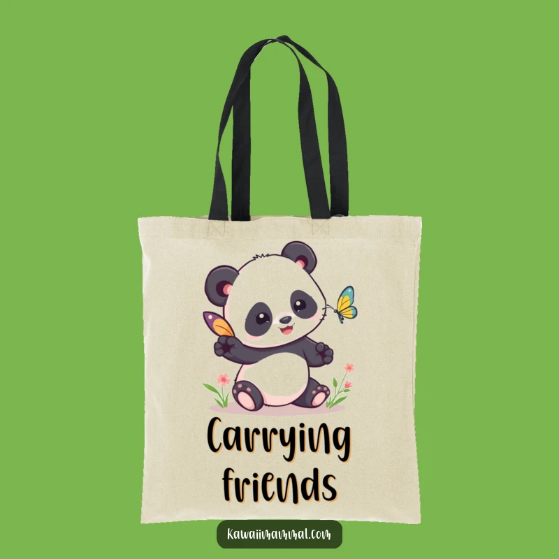 Funny Kawaii Panda Tag Tote Bag - Cute Butterfly Collector Bag - Gift