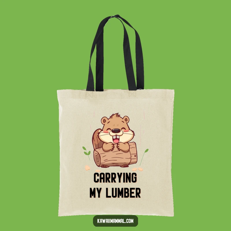 Funny Beaver Gnawing Tote Bag: Carry Your Goods with Enthusiastic Woodland Charm
