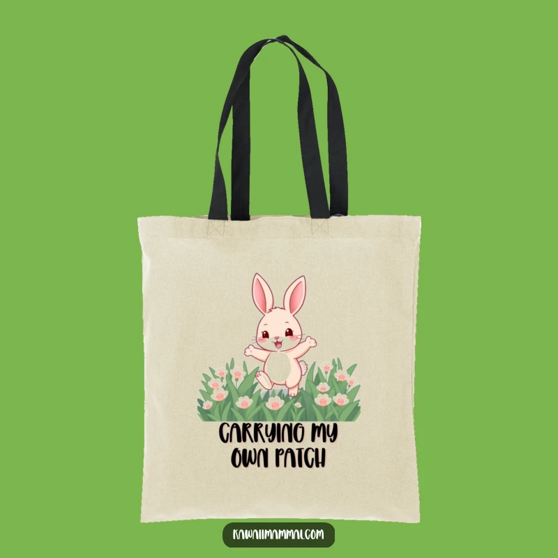 Funny Bunny Hop Tote Bag - Cute Cartoon Rabbit Everyday Carryall Gift for Shoppers