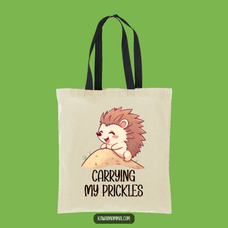 Funny Hedgehog Tote Bag - Joyful Quills Roll Down Hill, Practical & Hilarious